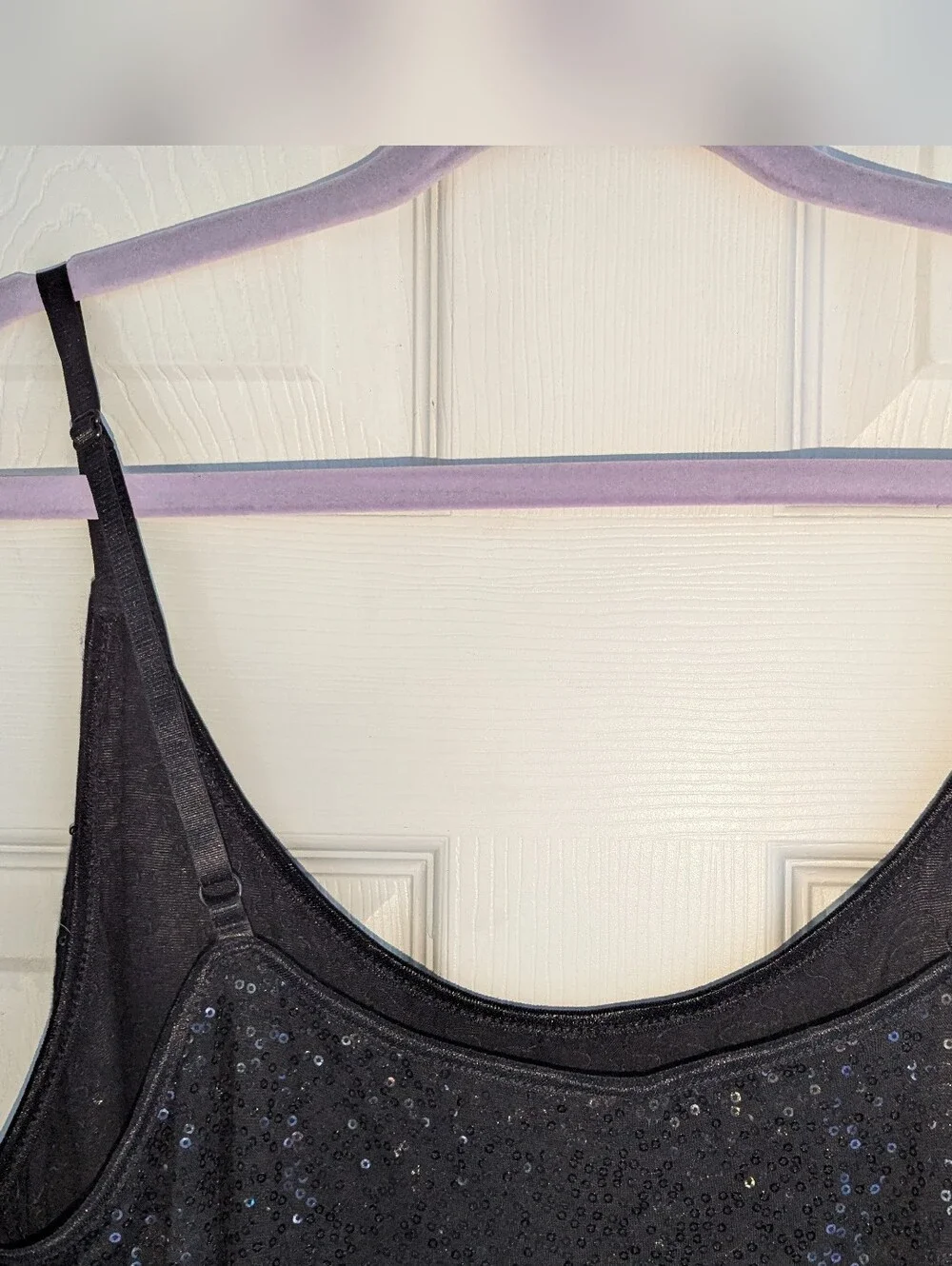 Sequin Cami Top w/adjustable straps -Black Sz Xxl